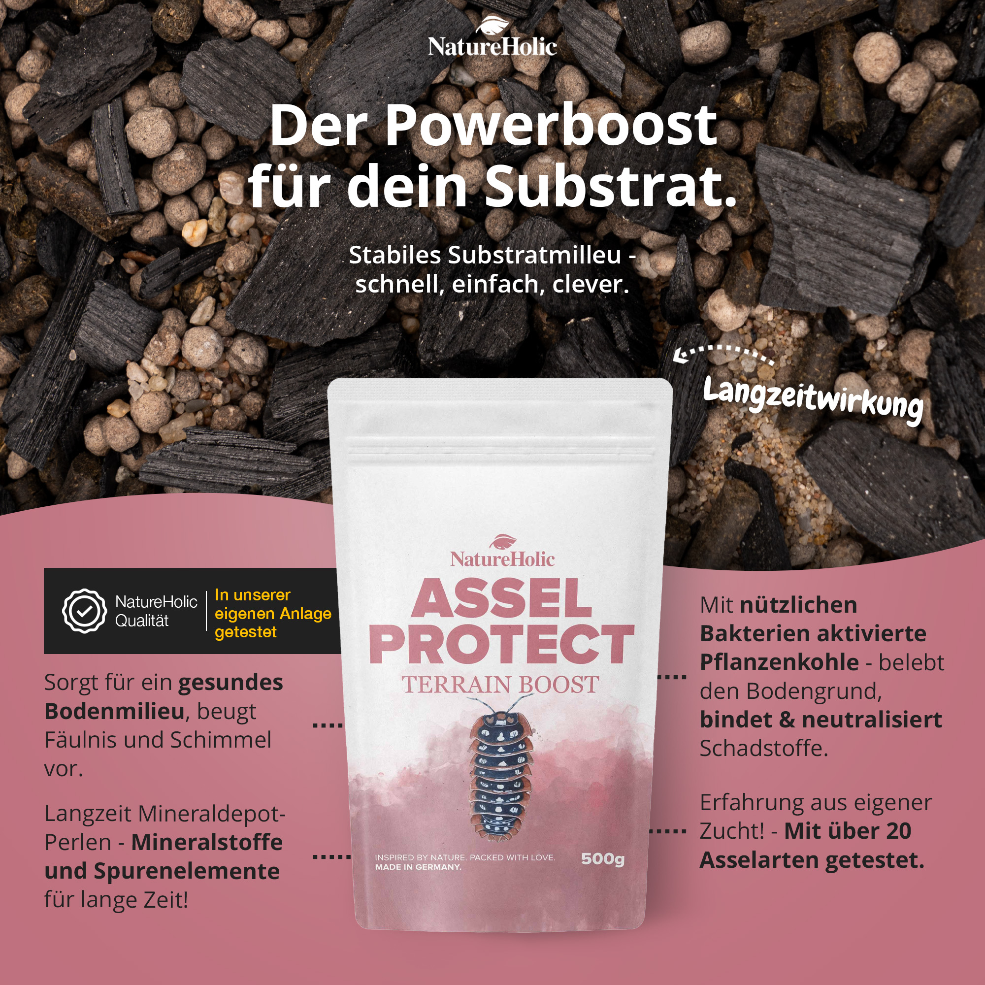 Beutel Assel Protect 500g vor Substrat mit Aktivkohle